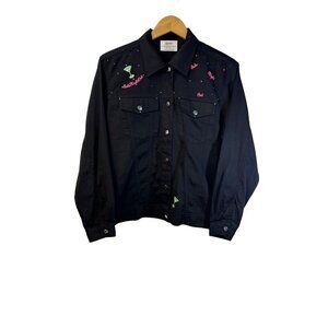Vintage custom made Girls Night Out lightweight jean jacket bedazzled one of a k